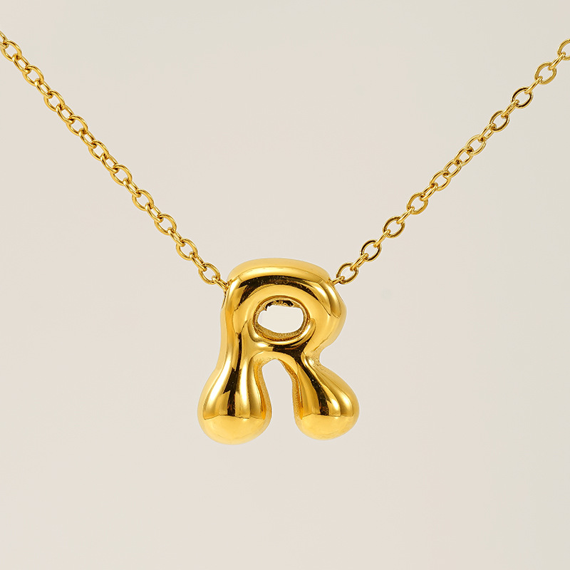 Gold color / 1 Piece Simple Series Daily Letter R Titanium Steel  Gold Color Unisex Pendant Necklaces Picture18